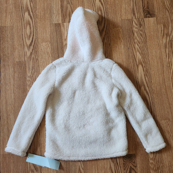Cat & Jack Fleece Sleepwear Girls Size Medium Cream Hooded Pullover Pocket - Picture 6 of 8
